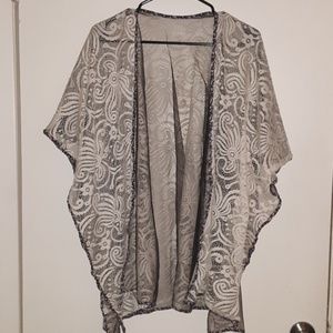 Warterfall Drape Cardigan kimono lace croc…